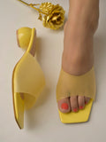 Shoetopia Clear Strap Solid Yellow Block Heels For Women & Girls /Uk4,Yellow,4,B0BZPV2NGS