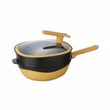 MERISHOPP Induction Compatible Square Nonstick Wok Easy to Clean Titanium Wok Pan, Titanium