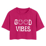 Toplot Text Printed Round Neck Crop Top For Women (Vibes-Crop-Top-5202-Pink-Xs),Pink,,B0DCTJF419