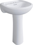 PROFLO PF5004 Lisbon Valley 201/4 Oval Vitreous China Pedestal Bathroom Sink with Overflow and 3 Faucet Holes at 4 Centers