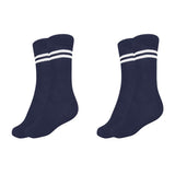 Mukhaksh (Pack Of 2 Pairs Boys Kids Navy Blue Socks With White Stripes, Navy Blue With White Stripes Calf Length School Uniform