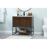 Elegant Decor Sloane 36 Mdf And Steel Single Bathroom Vanity In Walnut