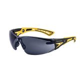 Bolle Safety Boll Safety 40253, Rush+ Small Safety Glasses Platinum, Yellow & Black Frame, Smoke Lenses