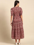 Gosriki Women'S Cotton Blend A-Line Printed Dress (Cam11 Maroon-Nw-Gs-Nw_L_Maroon_Large),Maroon,,B0CV7TTTDZ
