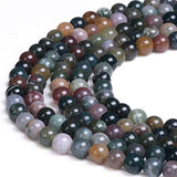 PLTbeads Natural Gemstone Loose Beads Smooth Round Approxi 15 inch DIY Bracelet Necklace for Jewelry Making (8mm, Indian Agate)