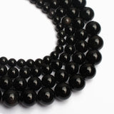 Yochus 45pcs Round Smooth Black Onyx Stone Beads for Bracelet Making