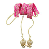 Slim And Sleek Pink Waist Belt For Women With Golden TassleWork | Perfect For IndoWestern Dresses And Sarees(36)