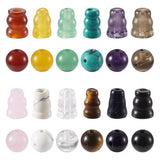 Elecrelive 12 Sets Stone Buddha Mala Guru Bead Set 10mm 3 Hole Gemstone Energy Healing Stone Bead Cone for Mala Prayer Bracelet