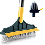 2 in 1 Cleaning Scrub Brush Grout Brush Scrape Floor Scrub Brush with Long Handle V-Shape Stiff Bristle Brush Scrubber with Sque