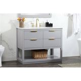 Elegant Decor Larkin 42 Solid Wood Mdf Single Bathroom Vanity In Gray