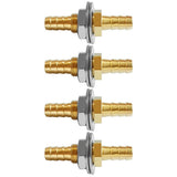 Uenede 4PCS Brass Straight 5/16 OD Barb Bulkhead Fitting Thru-Bulk Coupling Tank Connector Hose Barb Fittings for Water/Oil/Gas