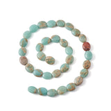 Fashewelry 39pcs Natural Aqua Terra Jasper Stone Beads Flat Oval Healing Crystal Loose Gemstone Beads 10x8mm for Jewelry Necklac