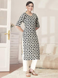 Pinkmint Kurta Set For Women Cotton Printed Straight Kurta With Pant (Pack Of 1) Multicolor7 S