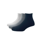 Peter England MenS Cotton Quarter Length Socks (Pack Of 3) White, Light Grey Melange, Black