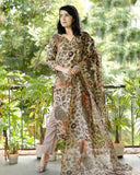 Anni Designer Women'S Cotton Blend Straight Printed Kurta With Pant & Dupatta (Uskana Beige_Xxl_Cream_Xx-Large),Beige,2XL,Cotton Blend,Regular,