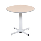 LUXOR LX-PNADJ-Round - Pneumatic Adjustable Round Pedestal Table., White, Medium