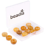 BEADIA Natural Yellow Jade Rondelle Stone with Large Hole (5.5mm) Loose Semi Gemstone Beads for Jewelry Making 14mmx7.5mm 12pcs