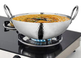 Stainless Steel 1.1 Litre Triply Deep Pro Light Weight Hammered Kadhai, 18 cm, 990 Grams, Gas & Induction Compatible ss Utensils