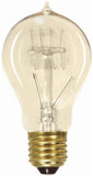 Satco S2419 240 Lumens A19 Incandescent Medium Base Soft White 2700K Vintage Quad Loop Coil Design Light Bulb, Dimmable