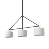 Mercana Nelly 60X74 Black Metal Pipe White Shade Three Bulb Chandelier Light