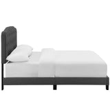 CasaFoyer Amelia King Bed | Luxurious Upholstered Fabric | Button-Tufted Headboard | Solid Wood Construction | Non-Marking Legs | Supports Various Mattress Types | Elegant and Sturdy | Gray