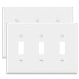 Triple Light Switch Wall Plate,Toggle Light Switch Cover Plate,Smooth Face, White,3-Gang Standard Size 4.50 x 6.38,Unbreakable P