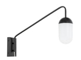 Living District Kace 1-Light Glass & Metal Wall Sconce In Black/Frosted White