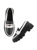 Shoetopia Front Buckle Detailed Black Loafers For Women & Girls-Eu40,Black,4,B0D8QDHPPN