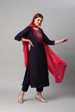 Gosriki Women'S Cotton Blend Printed Straight Kurta With Pant & Dupatta (Bhujia Blue-Nw_L-Gs_Blue_Large),Blue,,B0BNNJRL4L