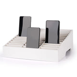 Ozzptuu 36-Grid Wooden Cell Phone Holder Desktop Organizer Storage Box for Classroom Office (White 36-Grid)