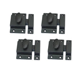 QCAA Traditional Large Oval Turn Cabinet Latch, Solid Brass, 2, for Cupboard & Other Furniture, Matte Black, 4 Pack, Made in Tai