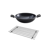 Ikea FRUKTKAKA Kadai Wok, NonStick Coating Grey, 28 cm with LMPLIG Trivet, Stainless Steel, 50x28 cm.