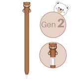NIUTRENDZ Cute Bear Apple Pencil Case for Apple Pencil 2nd Generation Case Silicone Protective Cover Sleeve Skin Accessories (Br