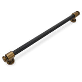 POVEFONK 6 Pack 15 inch(384mm) Black and Antique Brass Kitchen Cabinet Handles Knurled Cabinet Pulls Black Drawer Pulls Kitchen