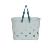Snappsy Beach Tote Bag Waterproof Travel Bag Portable Heart Design Hollow Bath Green