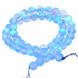 Matte Aurora Crystal Glass Beads Gemstone 10MM Dark Blue Frosted Glitter Shining Mermaid Round Loose Beads Frosted Moonstone for