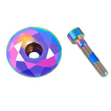 Thinvik Bicycle Headset Top Cap with Bolts,1 1/8 inch Bicycle Rainbow Color Al Alloy & Bolt Mountain Bike Stem Top Cap Cover Hea