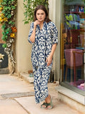Anni Designer Women'S Cotton Blend Mid Thigh Printed Co-Ord Set/Pajama Set (J111 Blue Co-Ord-Nw_Xxl_Blue_Xx-Large),Blue,2XL,Cotton Blend,J111 Blue Co-Ord-NW_1490,Pant