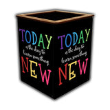 pnf Poster N Frames Colourful Wooden Pen Stand with Self Motivation Quotes #Office Stationery Pen Holder # Paper weight, brown3
