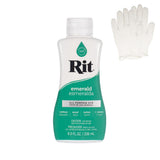 Rit Dye - Liquid Fabric Dye for Crafting, Clothing, and D cor - 8 oz. Bottle - Emerald (Gloves Included)