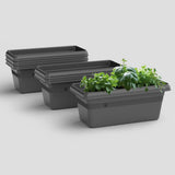 Yuccabe Italia Plastic Planter Flower Pot Rectangular Planter (Grey, 24 Inch 6 Pcs)
