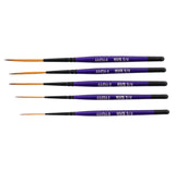 Set of (5) Series 44434 The Virus Scrolling Script Pinstriping Brushes Sizes 06 with 3/4 Handle and Specially Blended Golden Ta