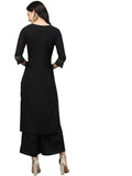Ziyaa Crepe Women'S Brown Poly Silk Straight Kurta And Palazzo Set (Zikucr3439Andpl- Black_3Xl)