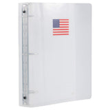 JAM PAPER Plastic 1.5 inch Binder - American Flag Clear 3 Ring Binder - Sold Individually