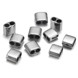 EMBLAASK 10pcs Stainless Steel Two Hole Spacer Beads Multi-Strand Linking Connector for Leather Cord Bracelets Jewelry Making (S
