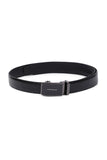 Men Black Textured Genuine Leather Belt