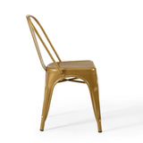 Modway Promenade Industrial Modern Steel Metal Bistro Dining Chairs In Gold - Set Of 2