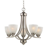 Design Classics Lighting Modern 5 Light Chandelier Hanging Light Fixture with Alabaster Glass in Bronze Finish