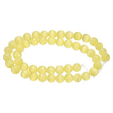 HARFINGTON 48pcs Honey Yellow Cat's Eye Stone Beads 8mm Round Smooth Gemstone Crystal Loose Bead for Jewelry Making Bracelets Ne