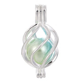 Vie Jeune 10pcs Silver Twist Ball Pearl Cage Locket Pendants, Essential Oil Diffuser DIY Necklace Bracelet Jewelry Making Craft,